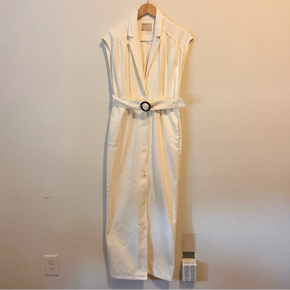 ASOS 8 Women’s Cream Button-Down Maxi Belted Dress - Picture 2 of 11